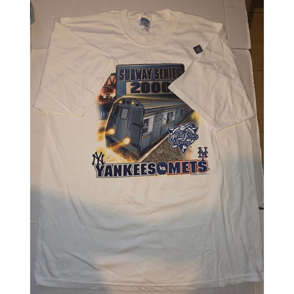 VTG Y2K 2000 Subway Series Yankees VS Mets World Series T Shirt Train XXL